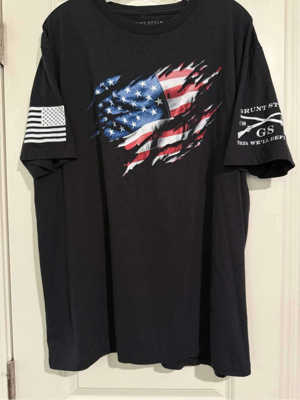Grunt Style mens 2X patriotic American flag t shirt black